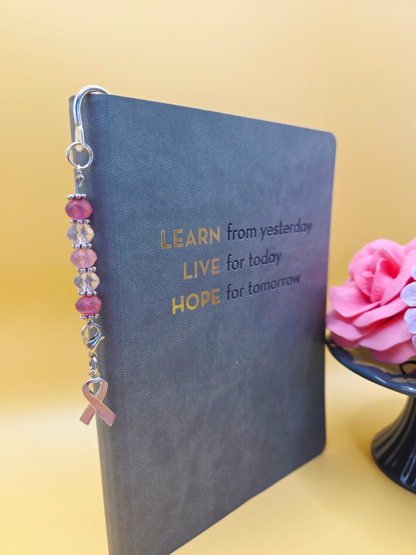 Pink Ribbon Round Bead Bookmark - Limited Edition