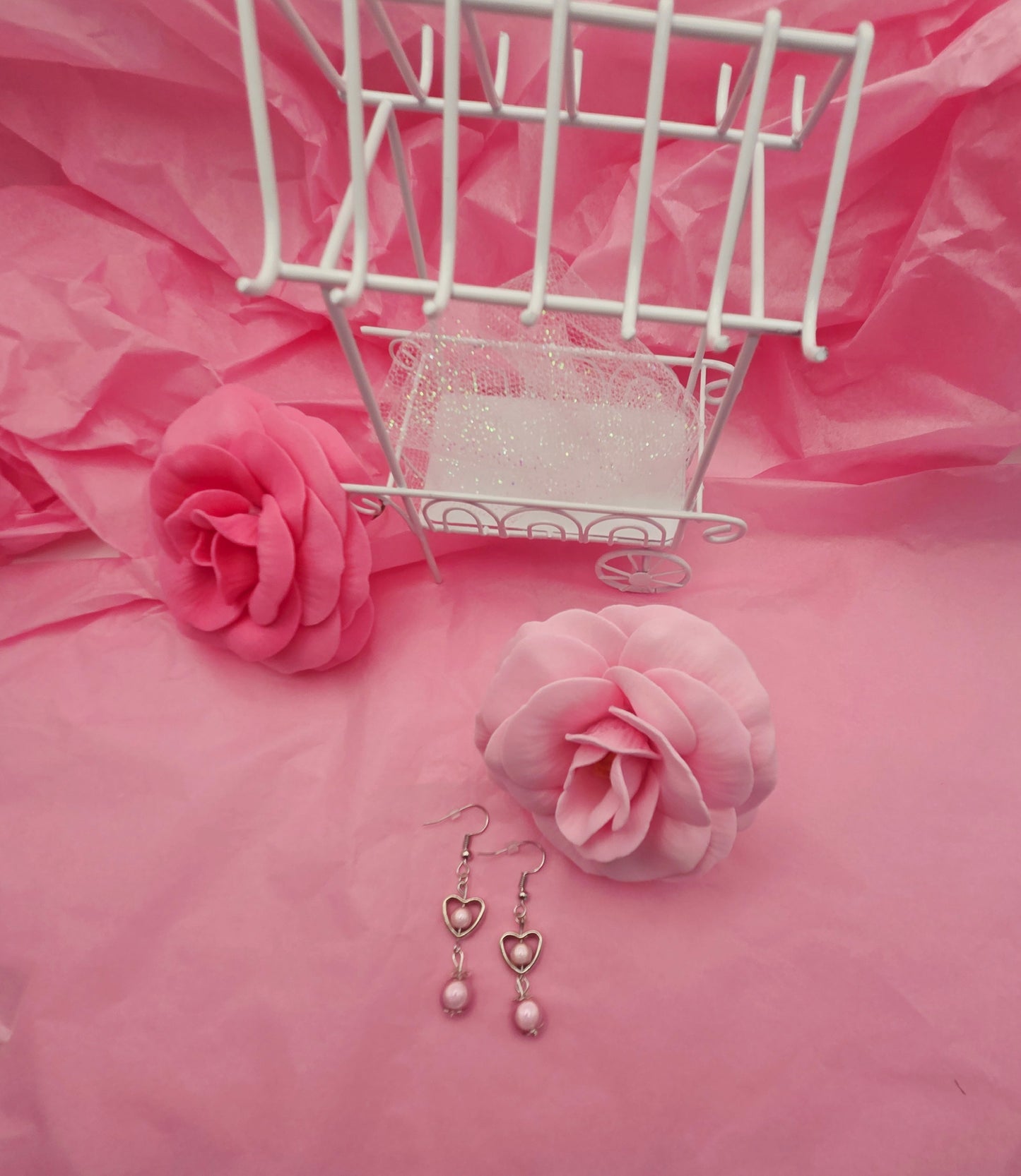 Pink Floating Heart Earrings - Limited Edition