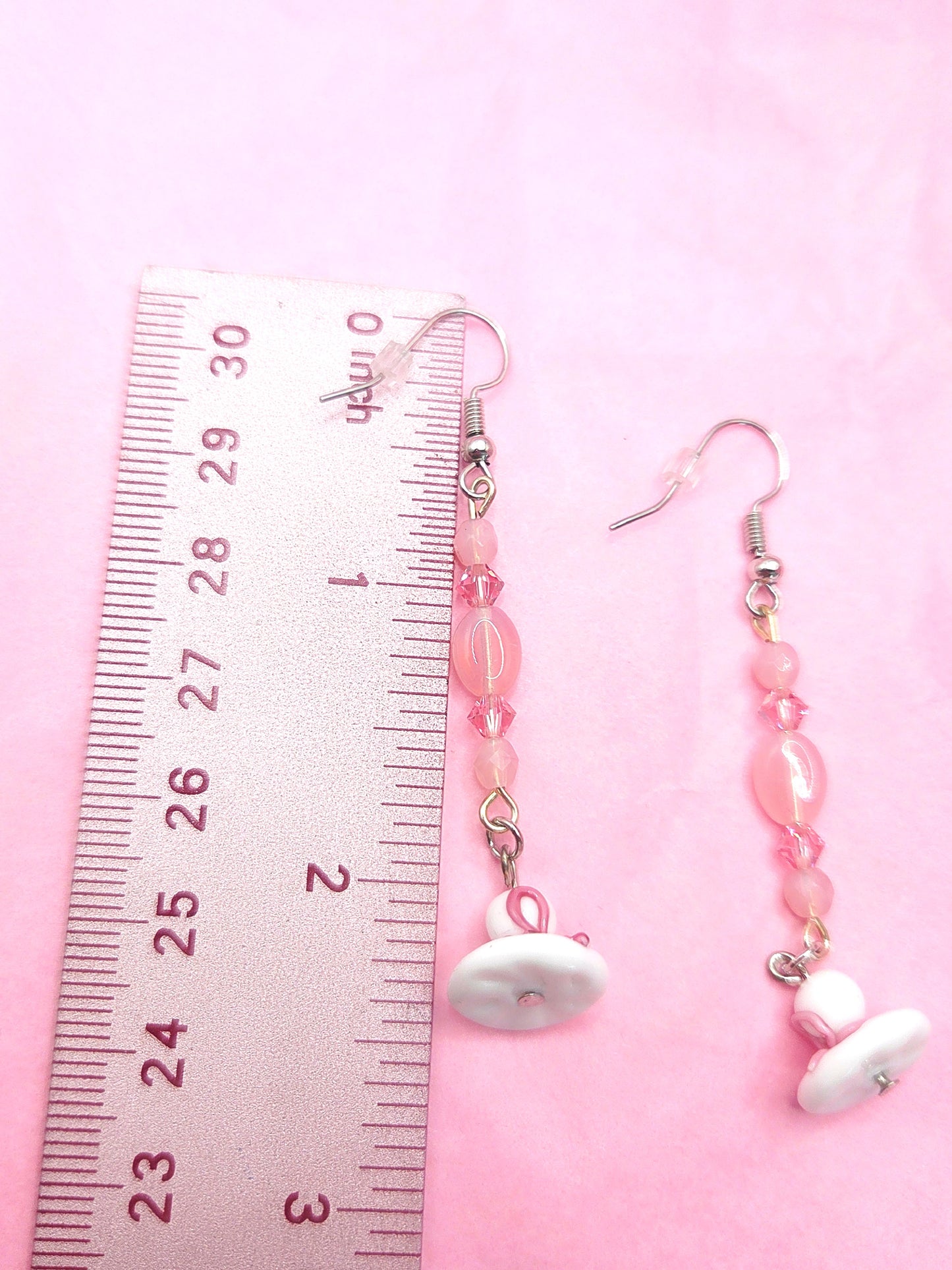 Pink & White Diva Hat Earrings - One-of-a-Kind