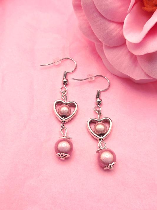 Pink Floating Heart Earrings - Limited Edition